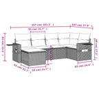 6-teiliges Gartensofa-Set mit Kissen, grau, Polyrattan