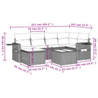 7-teiliges Gartensofa-Set mit Kissen, braun, Polyrattan