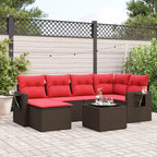 7-teiliges Gartensofa-Set mit Kissen, braun, Polyrattan
