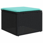 7-teiliges Gartensofa-Set mit Kissen, schwarzes Polyrattan
