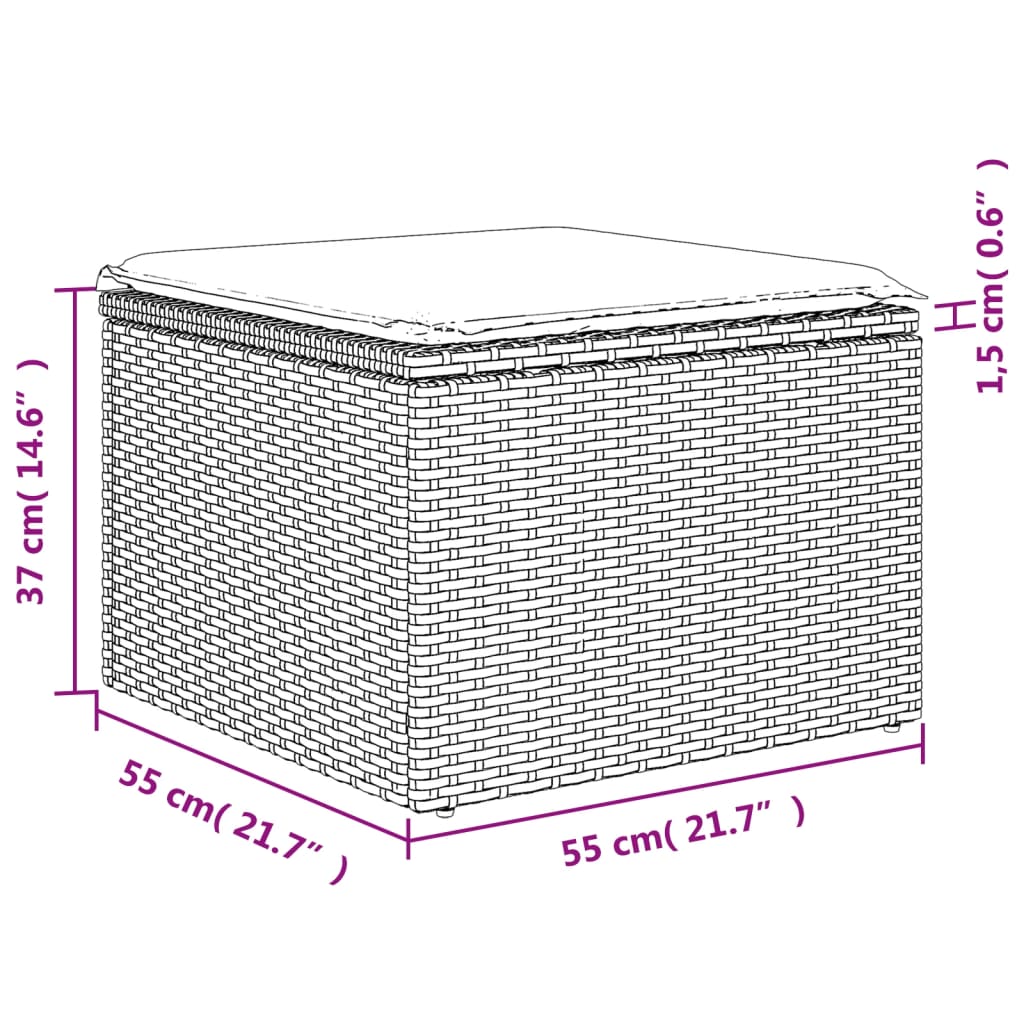 7-teiliges Gartensofa-Set mit Kissen, schwarzes Polyrattan