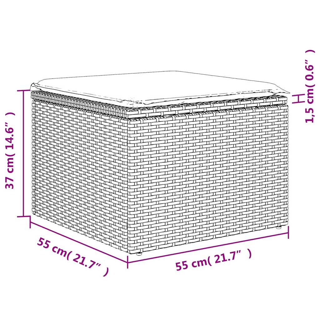 8-teiliges Gartensofa-Set mit Kissen, grau, Polyrattan
