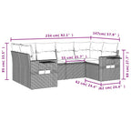 6-teiliges Gartensofa-Set mit Kissen, braun, Polyrattan