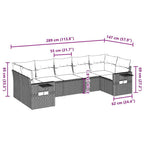 7-tlg. Garten-Sofagarnitur mit Kissen Braun Poly Rattan