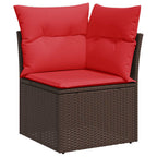 7-teiliges Gartensofa-Set mit Kissen, braun, Polyrattan