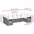 7-teiliges Gartensofa-Set mit Kissen, braun, Polyrattan