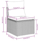 9-tlg. Garten-Sofagarnitur mit Kissen Hellgrau Poly Rattan