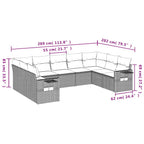 9-tlg. Garten-Sofagarnitur mit Kissen Braun Poly Rattan