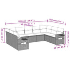 9-teiliges Gartensofa-Set mit Kissen, braun, Polyrattan
