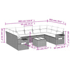 10-teiliges Gartensofa-Set mit Kissen, braun, Polyrattan