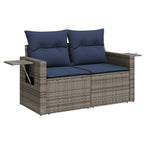 10-teiliges Gartensofa-Set mit Kissen, grau, Polyrattan