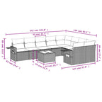 10-teiliges Gartensofa-Set mit Kissen, grau, Polyrattan