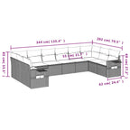 10-teiliges Gartensofa-Set mit Kissen, braun, Polyrattan