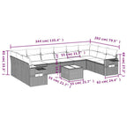 11-teiliges Gartensofa-Set mit Kissen, braun, Polyrattan