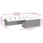 10-teiliges Gartensofa-Set mit Kissen, schwarzes Polyrattan