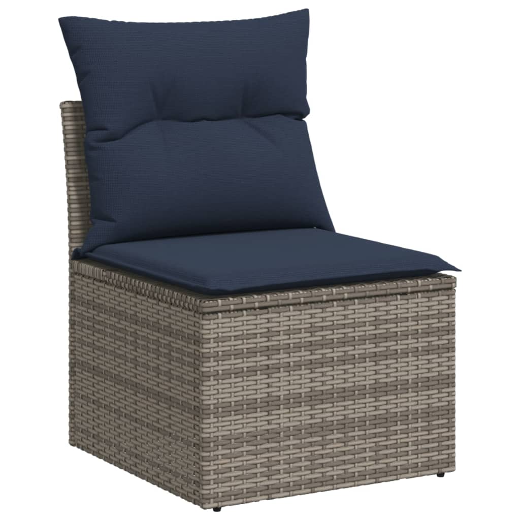 11-teiliges Gartensofa-Set mit Kissen, grau, Polyrattan