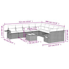 11-tlg. Garten-Sofagarnitur mit Kissen Hellgrau Poly Rattan