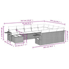 11-teiliges Gartensofa-Set mit Kissen, grau, Polyrattan