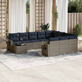 11-teiliges Gartensofa-Set mit Kissen, grau, Polyrattan
