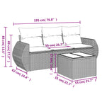 4-tlg. Garten-Sofagarnitur mit Kissen Braun Poly Rattan