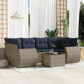 7-teiliges Gartensofa-Set mit Kissen, grau, Polyrattan