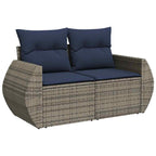8-teiliges Gartensofa-Set mit Kissen, grau, Polyrattan