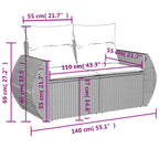 9-tlg. Garten-Sofagarnitur mit Kissen Grau Poly Rattan