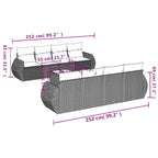 9-teiliges Gartensofa-Set mit Kissen, grau, Polyrattan