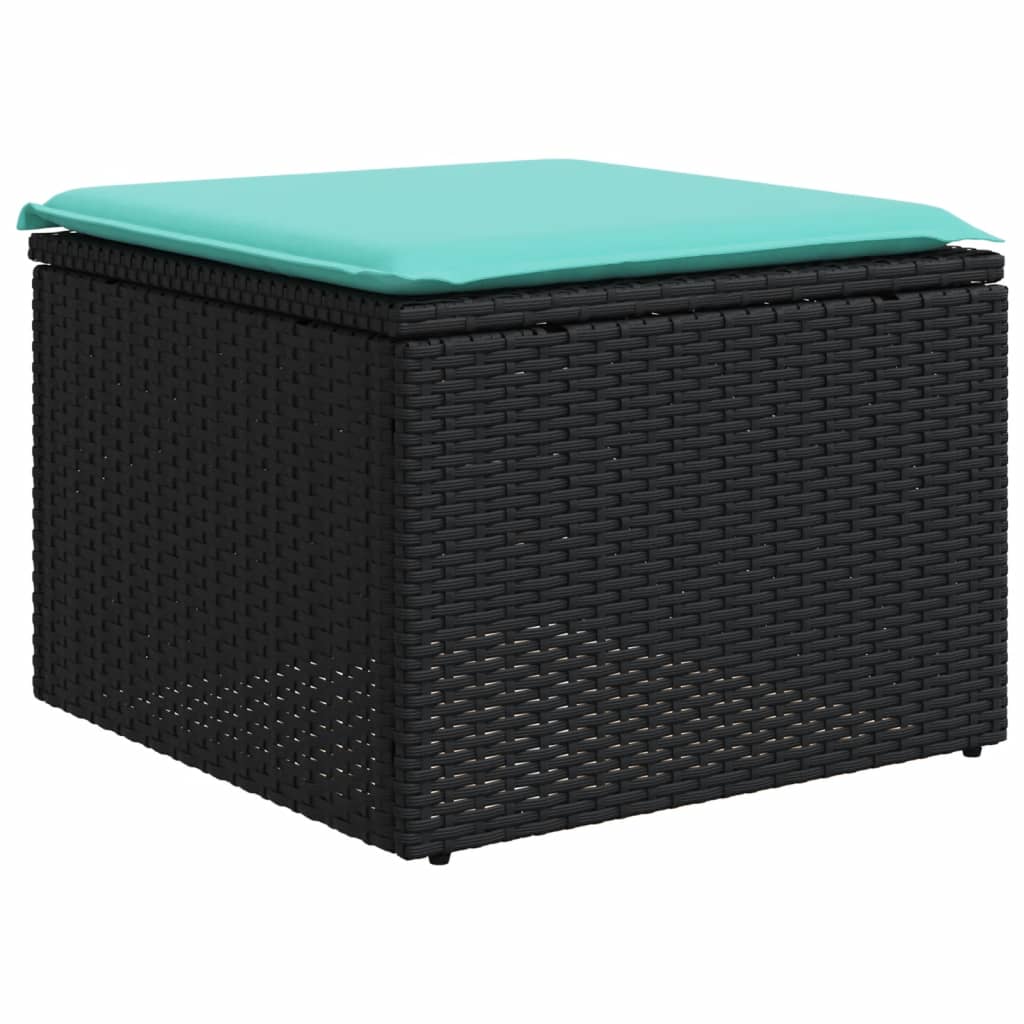 4-teiliges Gartensofa-Set mit Kissen, schwarzes Polyrattan