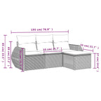 4-tlg. Garten-Sofagarnitur mit Kissen Grau Poly Rattan