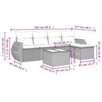 6-teiliges Gartensofa-Set mit Kissen, schwarzes Polyrattan