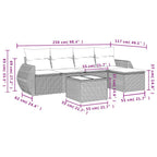 6-teiliges Gartensofa-Set mit Kissen, braun, Polyrattan