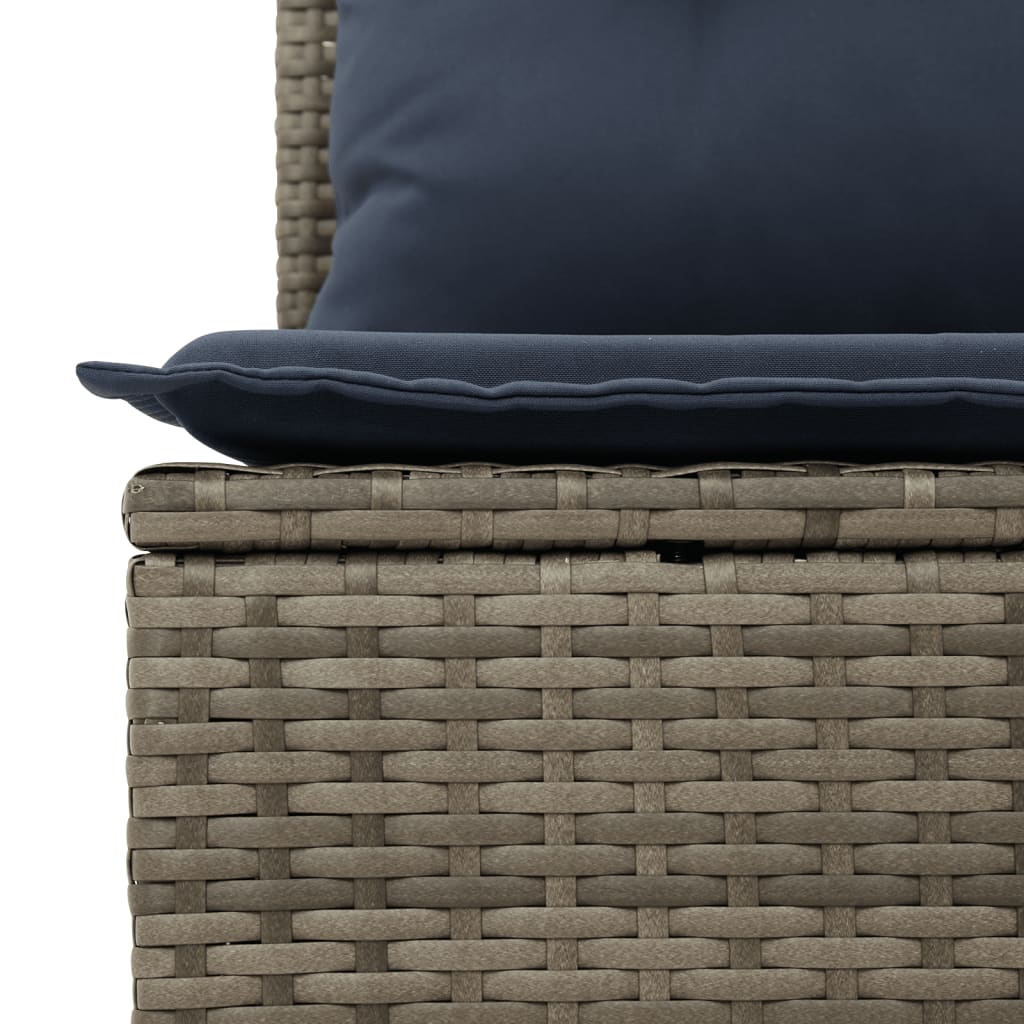 4-teiliges Gartensofa-Set mit Kissen, grau, Polyrattan