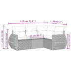 4-tlg. Garten-Sofagarnitur mit Kissen Hellgrau Poly Rattan