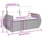 4-tlg. Garten-Sofagarnitur mit Kissen Braun Poly Rattan