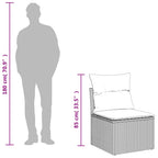 5-teiliges Gartensofa-Set mit Kissen, schwarzes Polyrattan