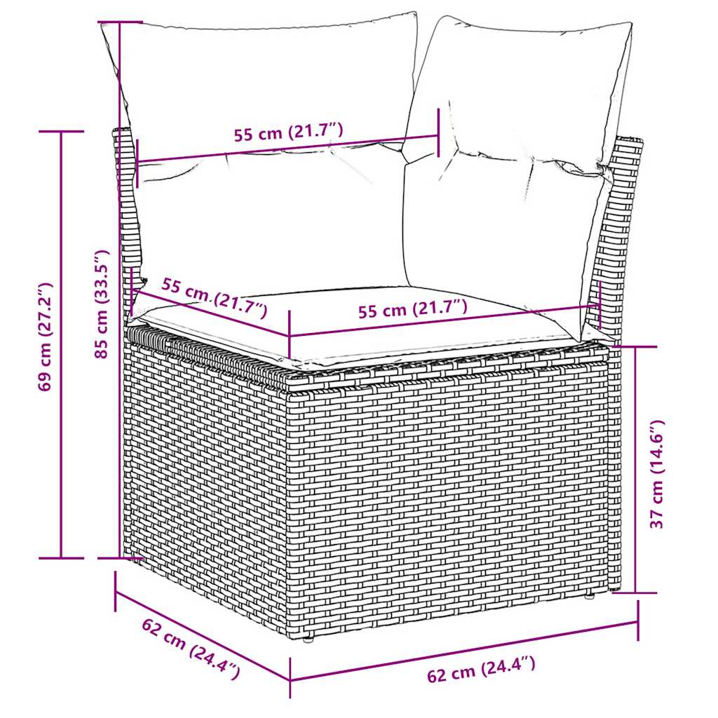 5-tlg. Garten-Sofagarnitur mit Kissen Hellgrau Poly Rattan