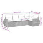 5-tlg. Garten-Sofagarnitur mit Kissen Hellgrau Poly Rattan