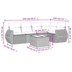 6-tlg. Garten-Sofagarnitur mit Kissen Hellgrau Poly Rattan