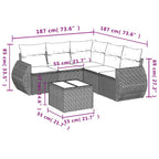 6-tlg. Garten-Sofagarnitur mit Kissen Schwarz Poly Rattan