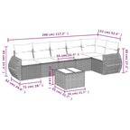 7-teiliges Gartensofa-Set mit Kissen, braun, Polyrattan