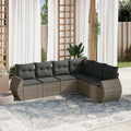 6-tlg. Garten-Sofagarnitur mit Kissen Grau Poly Rattan