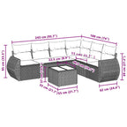 7-tlg. Garten-Sofagarnitur mit Kissen Hellgrau Poly Rattan