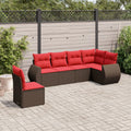 6-teiliges Gartensofa-Set mit Kissen, braun, Polyrattan