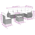 7-teiliges Gartensofa-Set mit Kissen, braun, Polyrattan