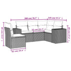 5-tlg. Garten-Sofagarnitur mit Kissen Braun Poly Rattan