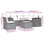 6-tlg. Garten-Sofagarnitur mit Kissen Braun Poly Rattan