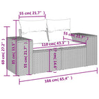 6-tlg. Garten-Sofagarnitur mit Kissen Grau Poly Rattan