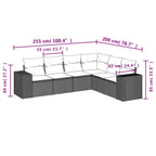 6-teiliges Gartensofa-Set mit Kissen, braun, Polyrattan