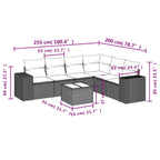 7-teiliges Gartensofa-Set mit Kissen, grau, Polyrattan